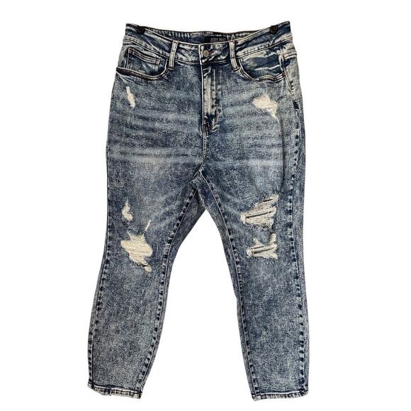 Judy Blue Jeans Womens Size 16W Acid Wash Destroyed Boyfriend Ankle High Rise - Picture 1 of 16